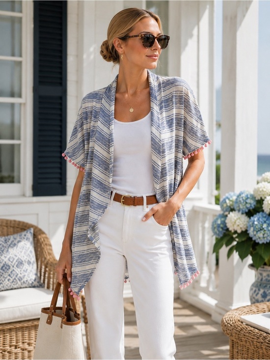 Vineyard Vines Sweaters - Vineyard Vines | Waterfall Short Sleeve Striped Cardigan - Size S